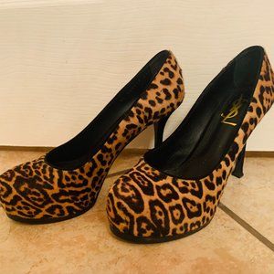 YSL  Ponyhair Leopard Print Pumps , size 37.5